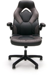 Gray and Black Racing Style Leather Gaming Chair - Essentials -2