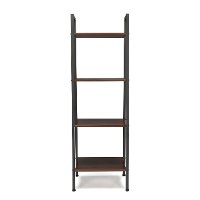 Gray and Walnut Brown 4 Shelf Bookcase - Essentials-2