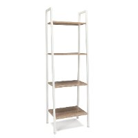 White and Natural Brown 4 Shelf Bookcase - Essentials
