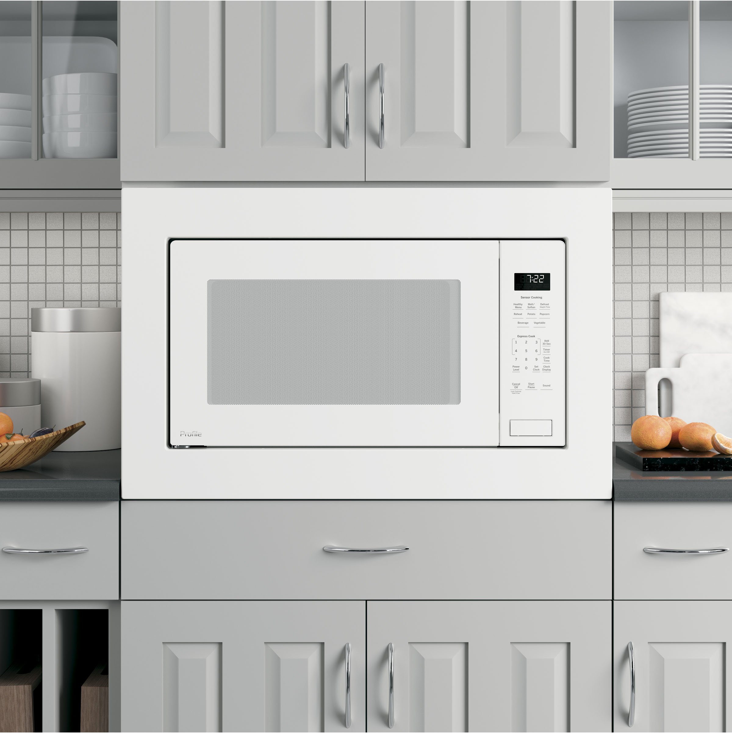 PEB7227+JX7227-W/W GE Profile Countertop Microwave and 27 Inch Trim Kit - White-2