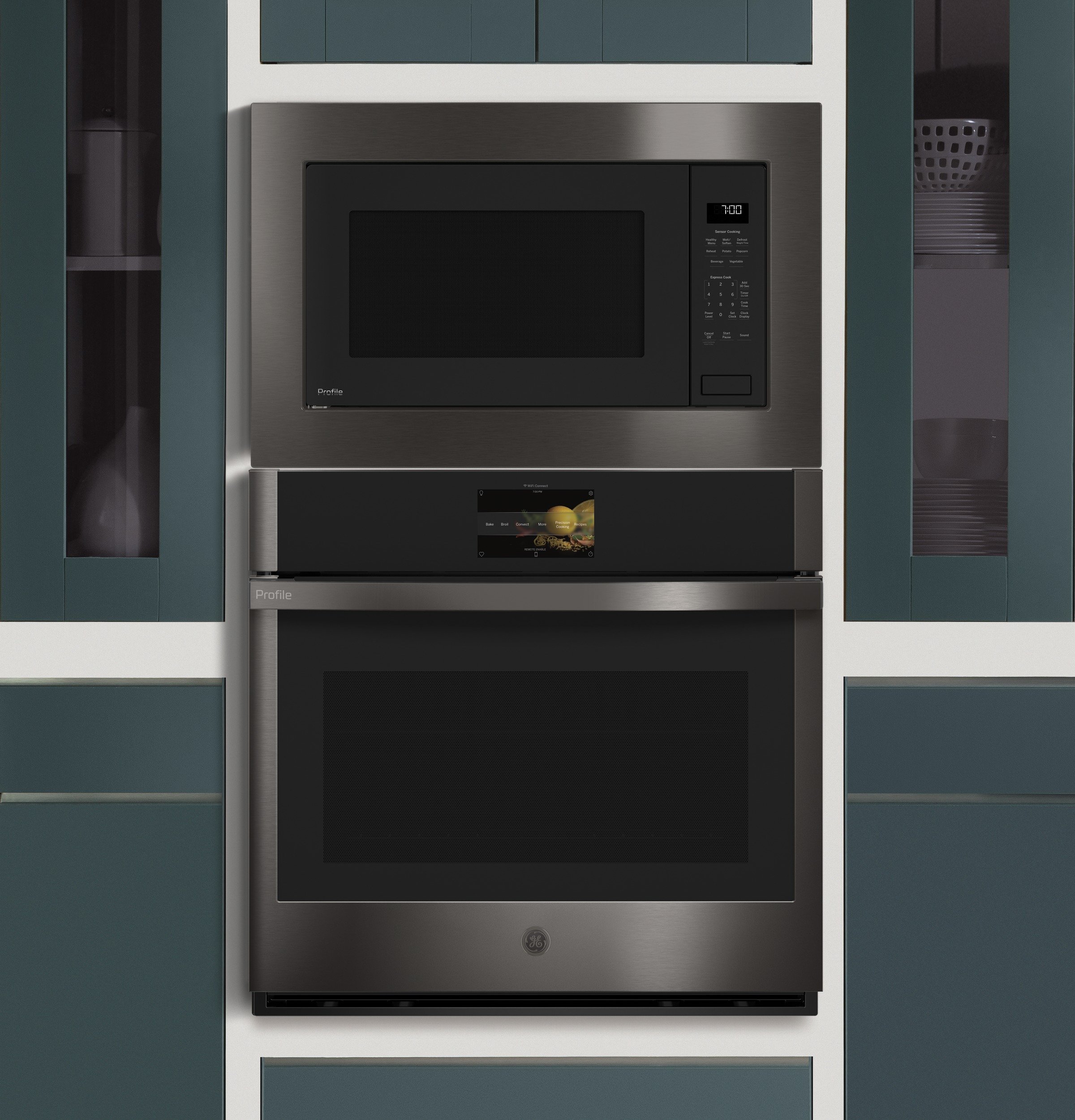 PEB7227ELES+JX7230ELES GE Microwave and 30 inch Optional Built-In Trim Kit - Slate-2