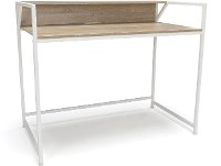 Natural Brown and White Computer Desk with Shelf - Essentials