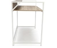 Natural Brown and White Computer Desk with Shelf - Essentials-3