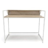 Natural Brown and White Computer Desk with Shelf - Essentials-4