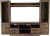 4 Piece Rustic Charcoal Brown Entertainment Center - Trinell