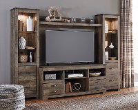 Natural Brown 4 Piece Rustic Entertainment Center - Trinell-2