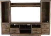 Trinell Natural Brown 4 Piece Rustic Oak Entertainment Center