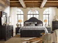 Rustic Traditional Black 6 Piece Queen Bedroom Set - Bishop Hills