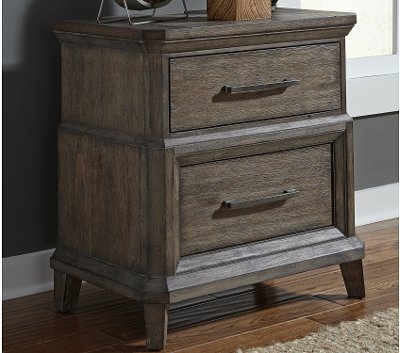 Classic Industrial Aged Oak Nightstand - Artisan Prairie