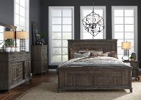 Classic Industrial Aged Oak 4 Piece Queen Bedroom Set - Artisan Prairie