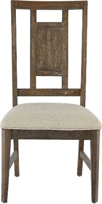 Aged Oak and Gray Lattice Back Dining Chair - Artisan Prairie