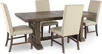 Aged Oak and Gray Upholstered 5 Piece Dining Set - Artisan Prairie