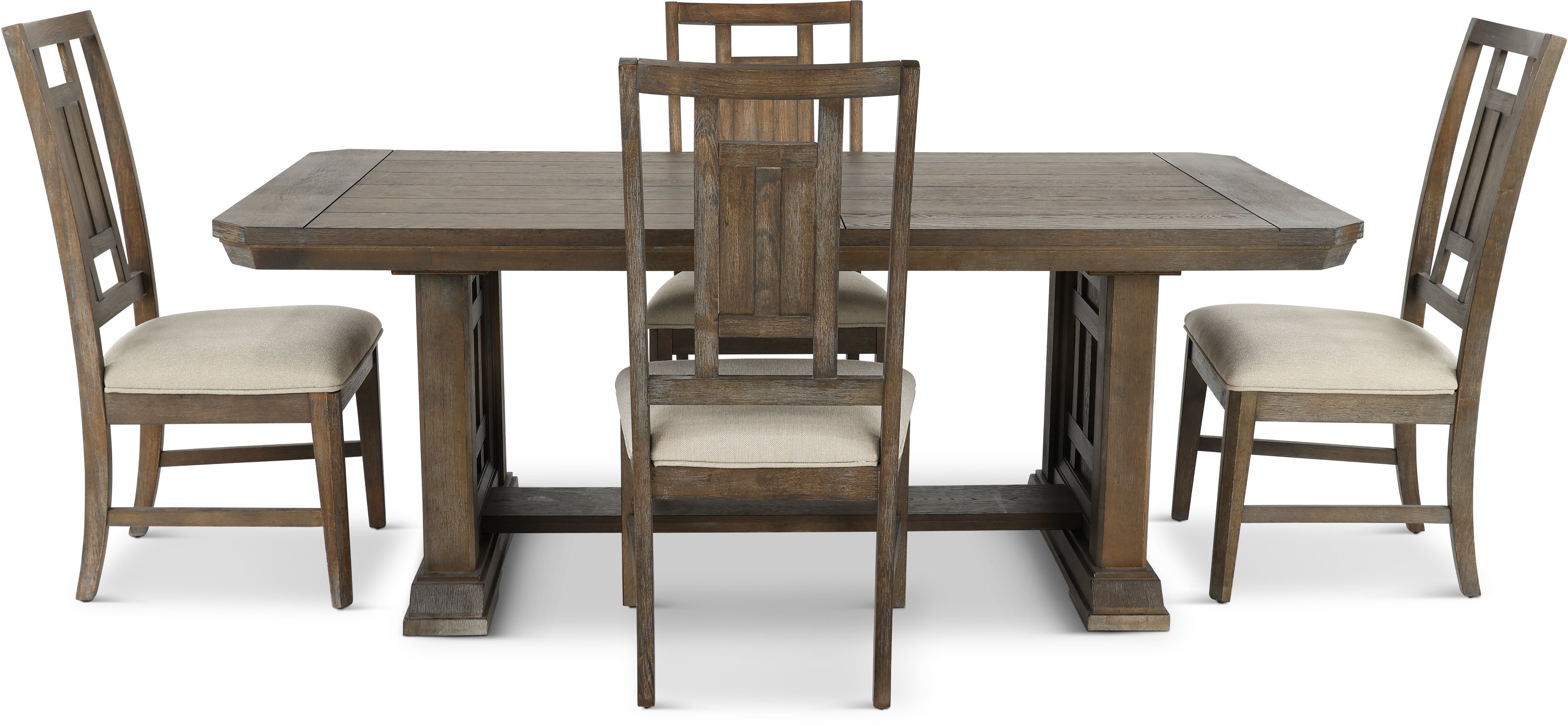 Aged Oak and Gray Lattice Back 5 Piece Dining Set - Artisan Prairie-1