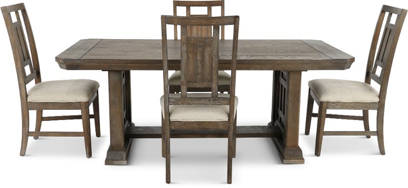 Aged Oak And Gray Lattice Back 5 Piece Dining Set Prairie Aged Oak And Gray Lattice Back 5 Piece Dining Set Prairie Rc Willey Furniture