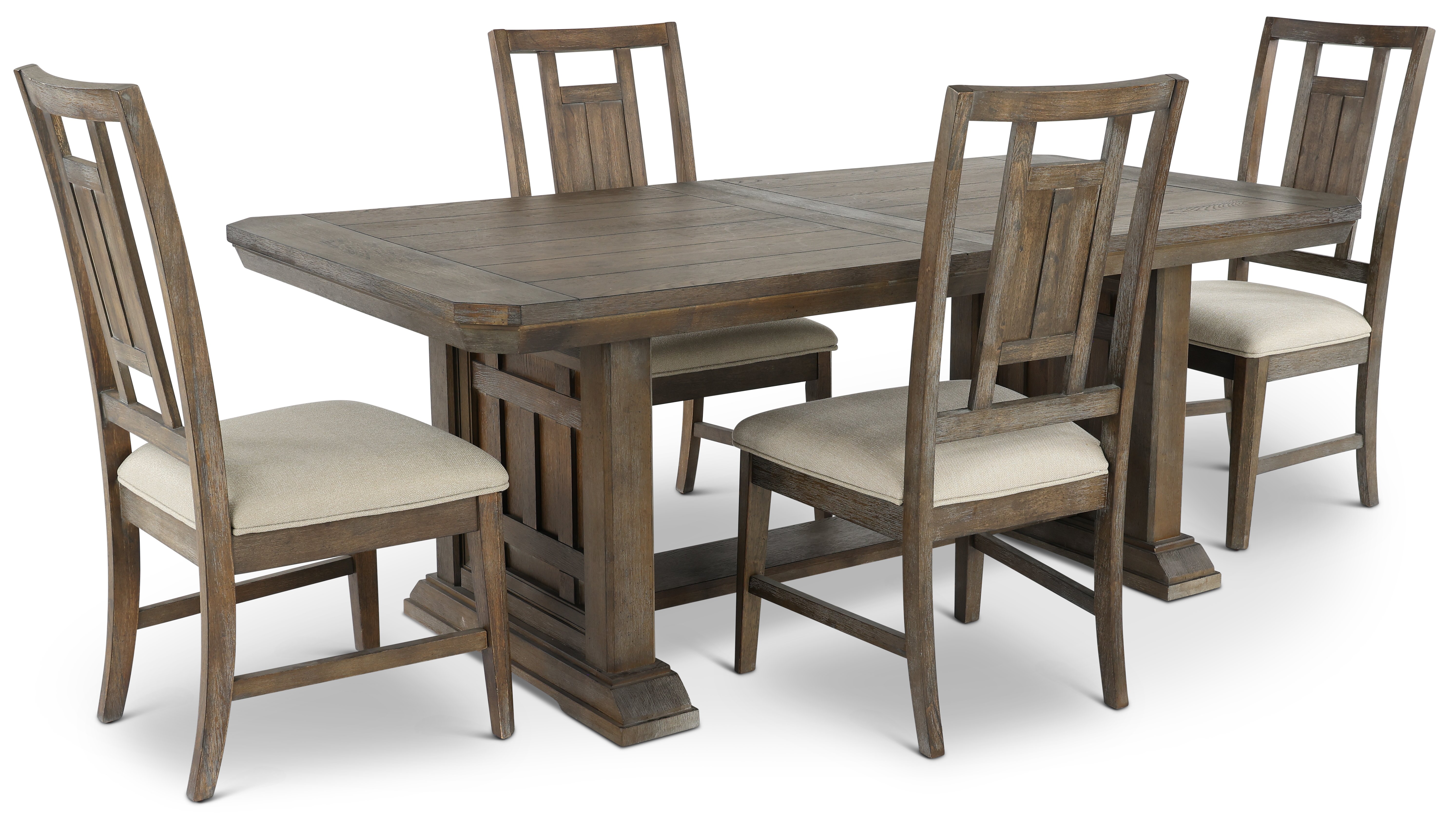 Aged Oak and Gray Lattice Back 5 Piece Dining Set - Artisan Prairie-2