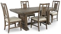 Aged Oak and Gray Lattice Back 5 Piece Dining Set - Artisan Prairie-2