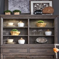 Classic Industrial Aged Oak China Cabinet with Hutch - Artisan Prairie-2
