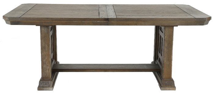 Classic Industrial Aged Oak Trestle Dining Room Table - Artisan Prairie