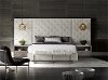 Off-White Upholstered King Wall Bed with 2 Nightstands - Modern