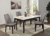White Marble and Charcoal 5 Piece Dining Set - Janel