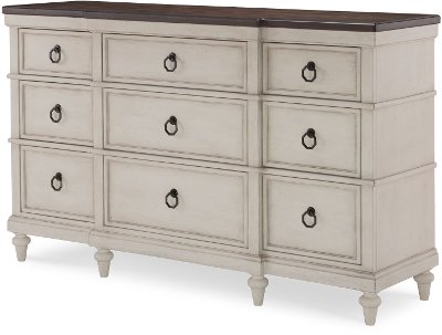 Traditional Two-Tone Linen and Dark Elm Dresser - Brookhaven