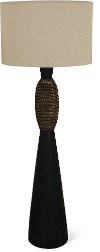 Black and Faux Brown Rope Indoor-Outdoor Floor Lamp