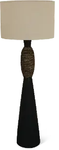 Black and Faux Brown Rope Indoor-Outdoor Floor Lamp