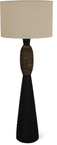 Black and Faux Brown Rope Indoor-Outdoor Floor Lamp