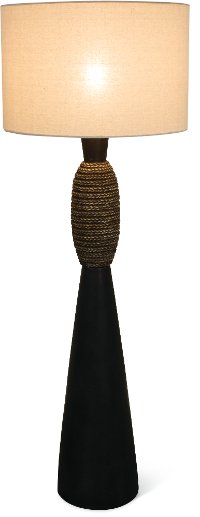 Black and Faux Brown Rope Indoor-Outdoor Floor Lamp-2