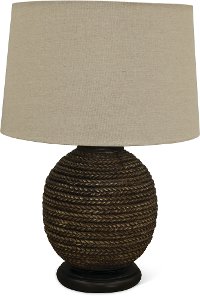 Brown Faux Rope Indoor/Outdoor Table Lamp with Black Base