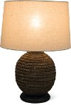 Brown Faux Rope Indoor/Outdoor Table Lamp with Black Base-2