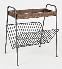 Magazine Rack / Chair Side Table with Solid Mango Tray - Global Archive