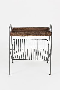Magazine Rack / Chair Side Table with Solid Mango Tray - Global Archive-2