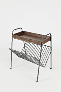 Magazine Rack / Chair Side Table with Solid Mango Tray - Global Archive-4