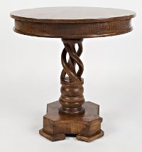 Solid Mango Hand Carved Pedestal Table - Global Archive