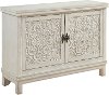 Galina Cream Wood Cabinet with 2 Carved Doors