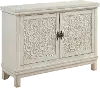 22577 Galina Cream Wood Cabinet with 2 Carved Doors