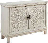 Galina Cream Wood Cabinet with 2 Carved Doors-1