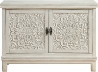 Galina Cream Wood Cabinet with 2 Carved Doors-3