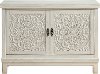 Galina White Wood Cabinet with 2 Carved Doors-3