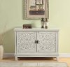 Galina White Wood Cabinet with 2 Carved Doors-4