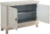 Galina White Wood Cabinet with 2 Carved Doors-5