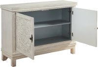 Galina White Wood Cabinet with 2 Carved Doors-5