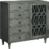 Burnished Gray Display Cabinet with Fretwork Design