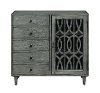 Burnished Gray Display Cabinet with Fretwork Design-2