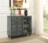 Burnished Gray Display Cabinet with Fretwork Design-3