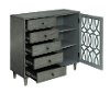 Burnished Gray Display Cabinet with Fretwork Design-4