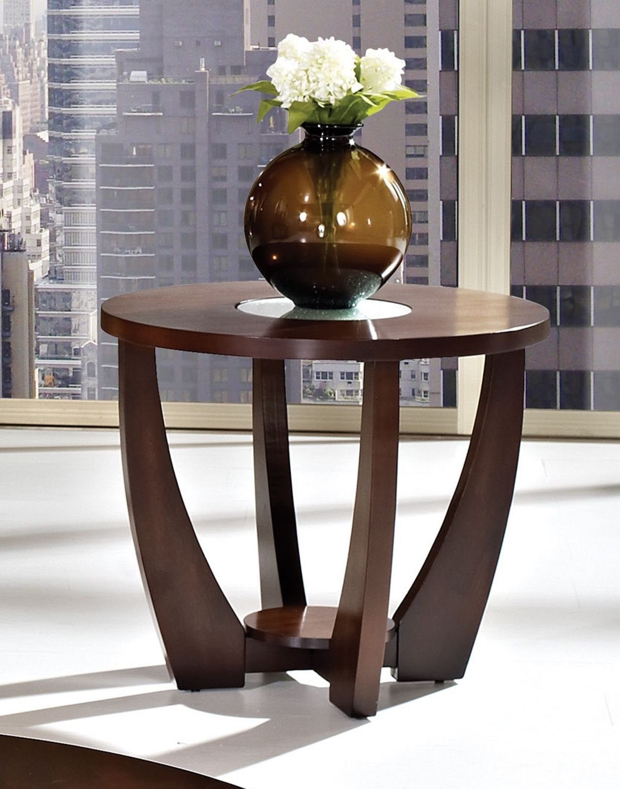 Rafael Modern Brown Round End Table-2