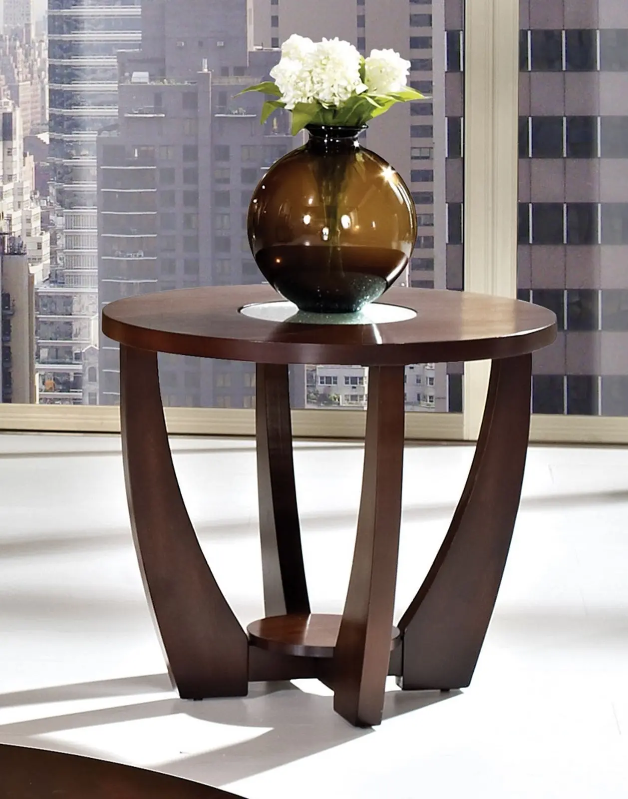 Rafael Modern Brown Round End Table-2