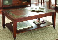 Transitional Slate Top Brown Coffee Table - Davenport